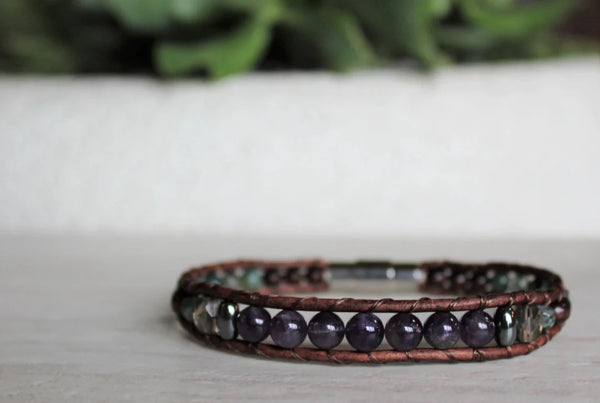 Single Wrap Bracelets by Woven Stone Co. - Amethyst