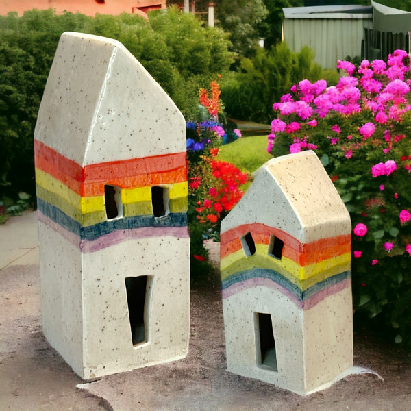 Ceramic Rainbow Houses by D. Gillian Turner