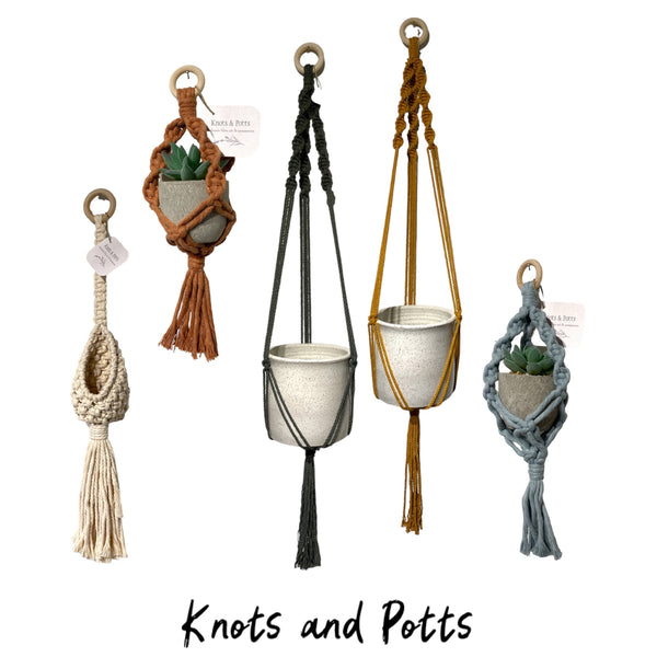 Macrame Plant Hangers by Knots and Potts