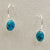 Cabochon Small Oval Gemstone and Sterling Silver Drop Earrings, Turquoise