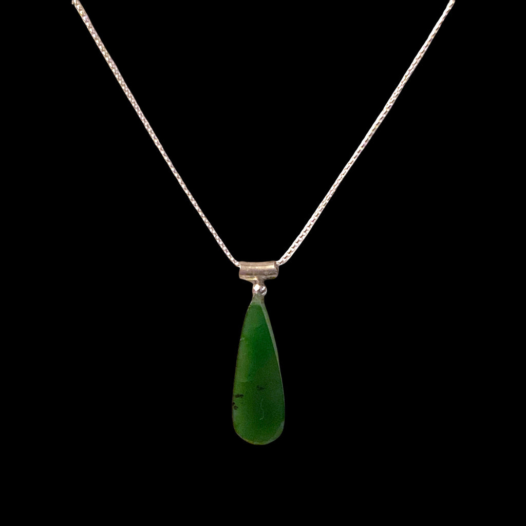  Sterling Silver and BC Jade Pendant Necklace