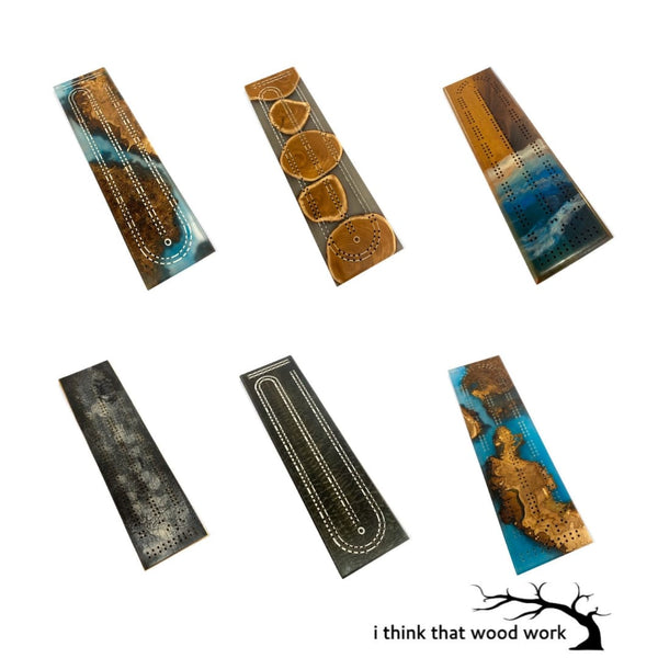 Cribbage Boards with Resin Designs by Brett Ford