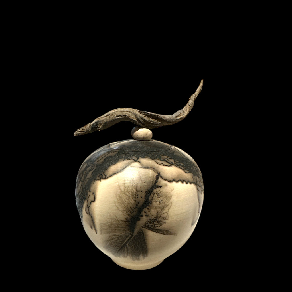 Horsehair and Feather Lidded Decorative Pots by Jane Murray Smith