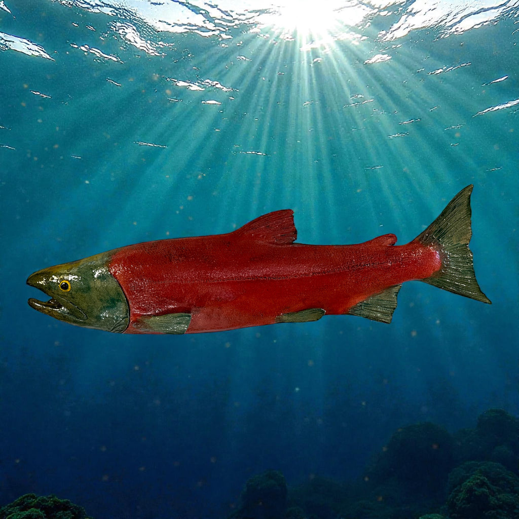 Raku Female Sockeye Salmon by Ed Oldfield 