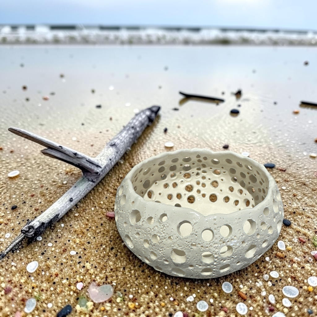 Ceramic Sea Urchin Bowls and Luminaries by Penny Eder (Searamics)