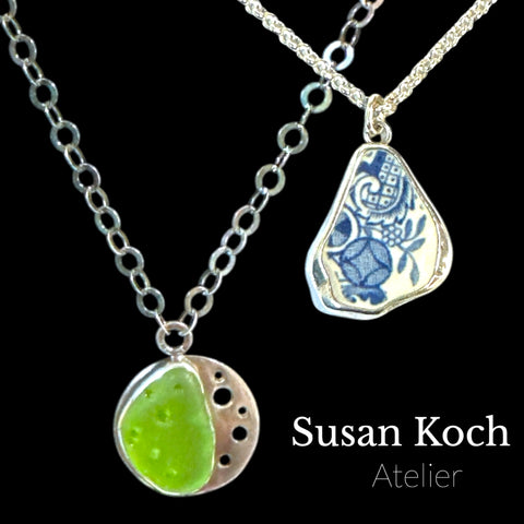 Susan Koch Sea Glass and Silver Necklace Collection