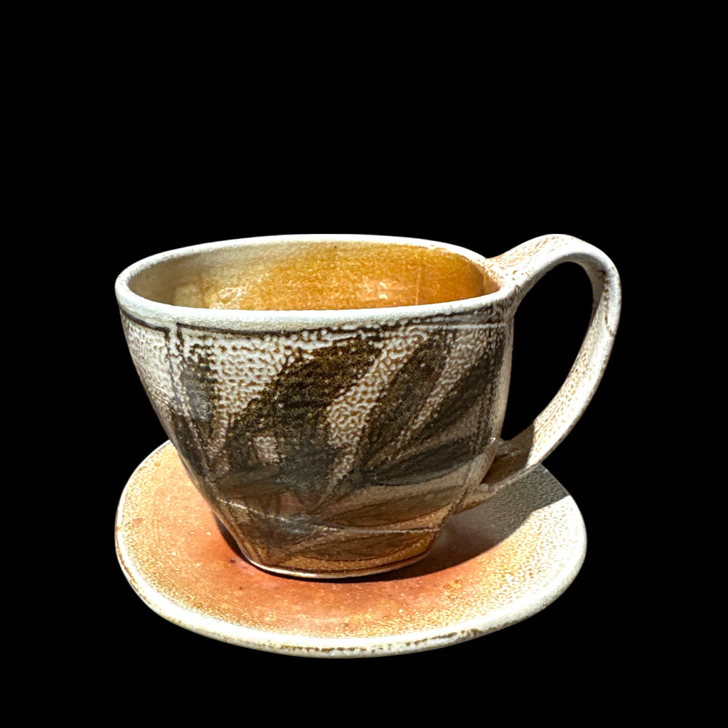 Salt Fired Cup and Saucer Latte Set by Cathi Jefferson