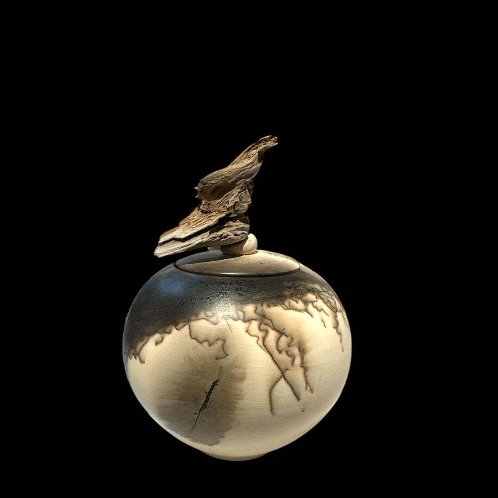 Horsehair and Feather Lidded Decorative Pots by Jane Murray Smith