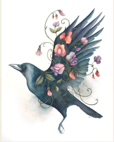 Iris Moore Art Prints - Crow Sweet Pea