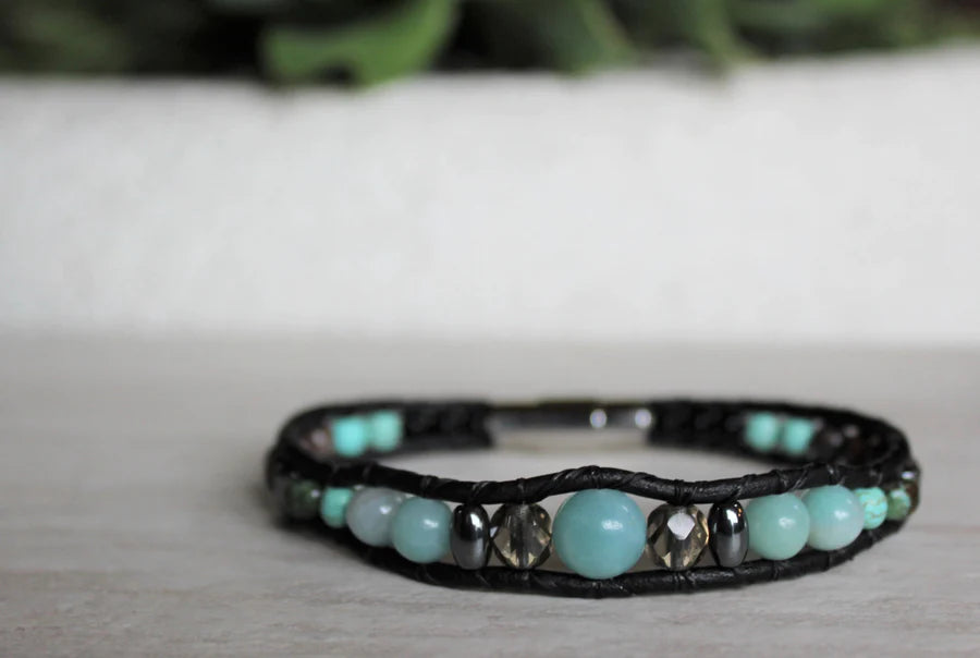 Single Wrap Bracelets by Woven Stone Co. -Amazonite
