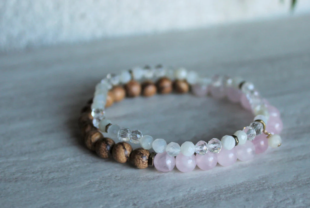 Stacker Set Bracelets by Woven Stone Co. - Rose Quartz