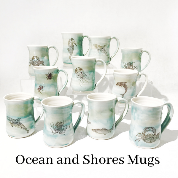 Ocean and Shore Pottery Mugs