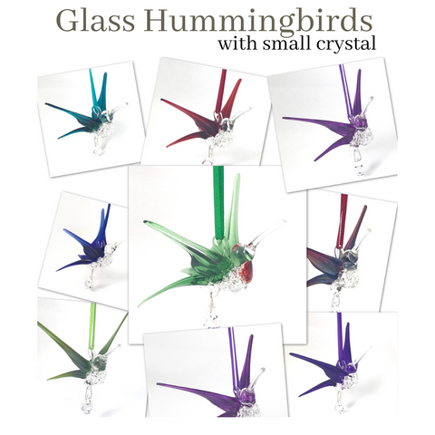 Glass Hummingbird with Small Crystal