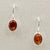 Cabochon Small Oval Gemstone and Sterling Silver Drop Earrings, Amber