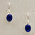 Cabochon Small Oval Gemstone and Sterling Silver Drop Earrings, Lapis Lazuli