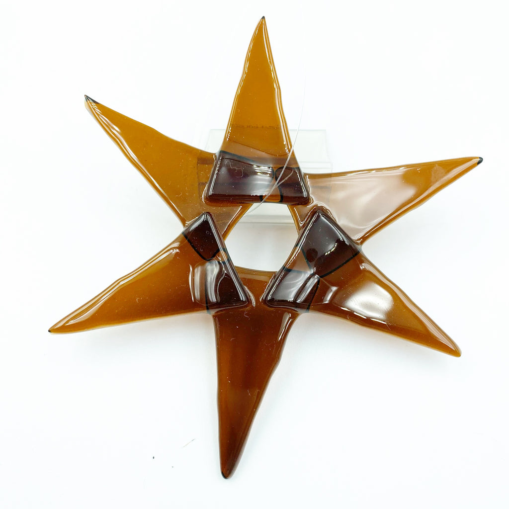 Fused Glass Coloured Star Ornament, Brown