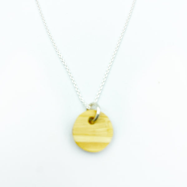 Tiny wooden coin necklace