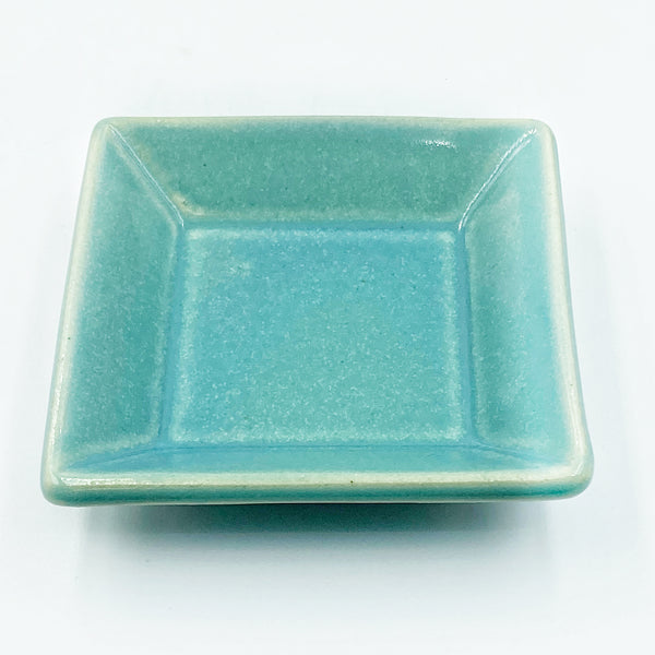 Small Square Dipping Plate in Aqua Glaze