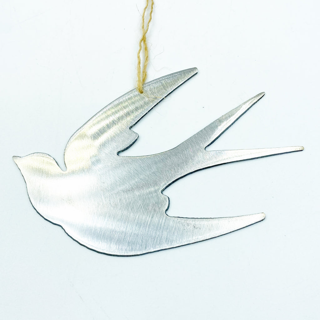 Brushed Steel Hanging Swallow  Ornament