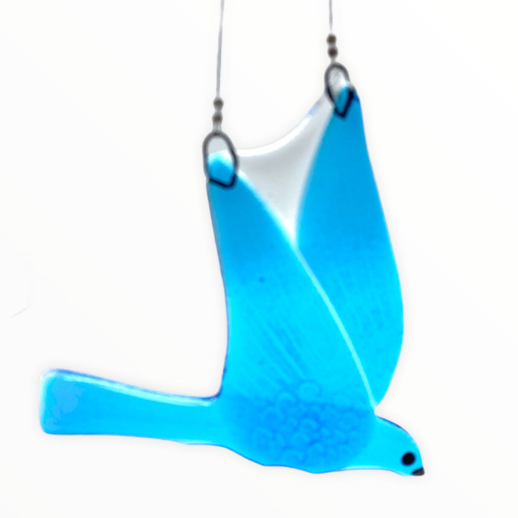 Fused Glass Hanging Birds Ornaments, Tree Swallow