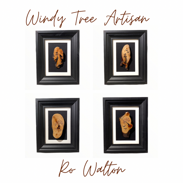 Hand-carved Framed Arbutus Wall Pieces by Windy Tree