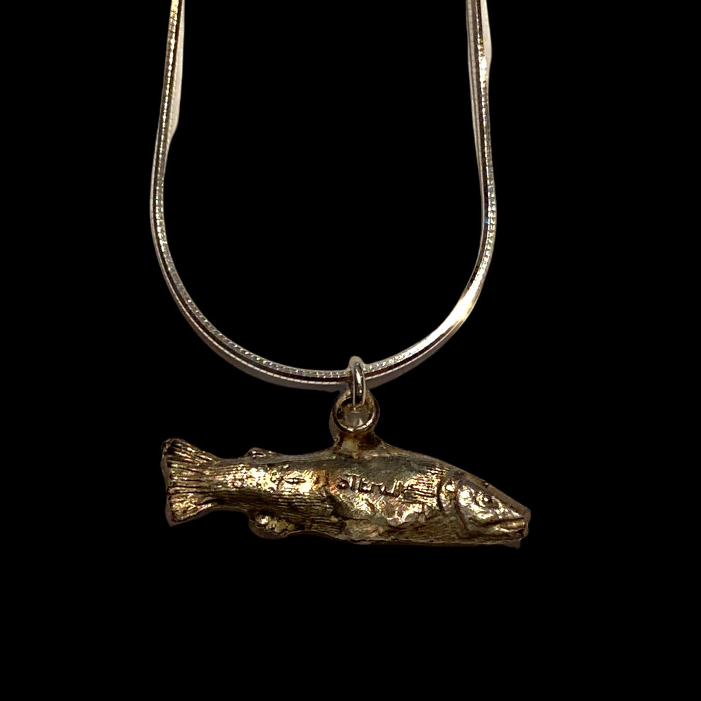 Sterling Silver Salmon Design Pendant Necklace