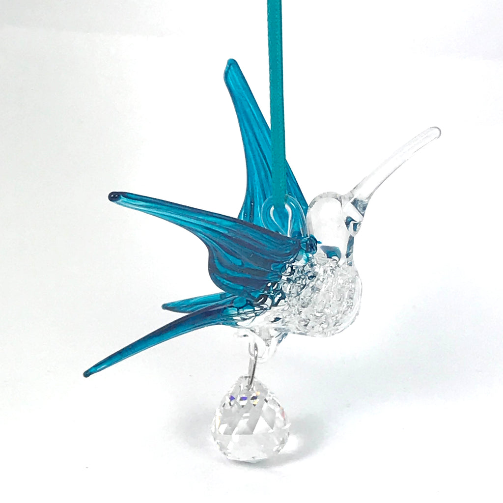 Glass Hummingbird with Large Crystal