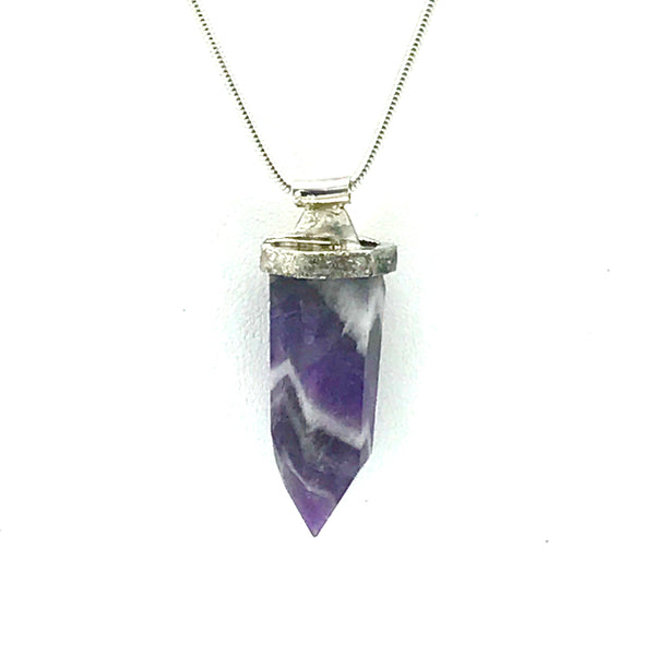 Sterling Silver with Amethyst Crystal Pendant Necklace