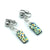 Dichroic Glass Clip-On Earrings, Rectangle shape Blue and Gold - Side Street Studio