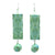 Large Polymer Clay Earrings in Rectangle Shape in Green Marble with bead - Side Street Studio