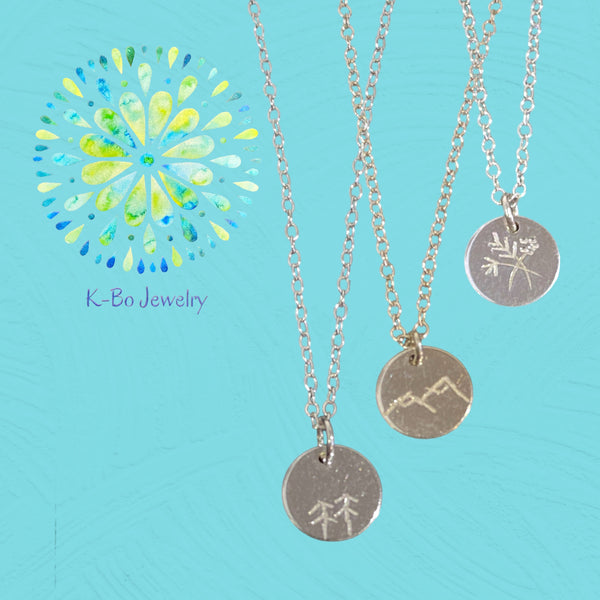 Sterling Silver Engraved Pendant Necklace Collection by K-Bo Jewelry