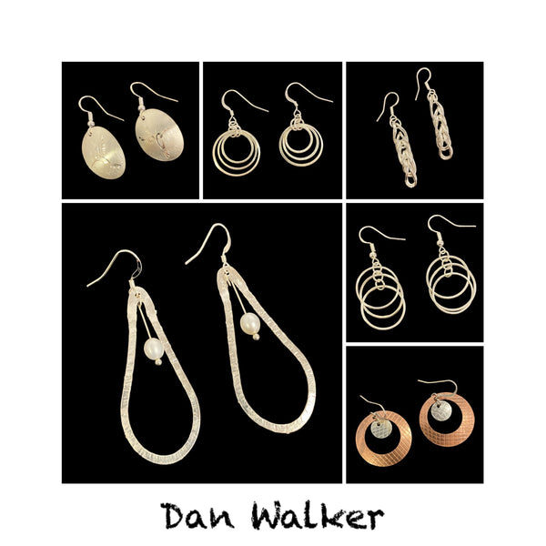 Sterling Silver and Copper Earring Collection by Dan Walker