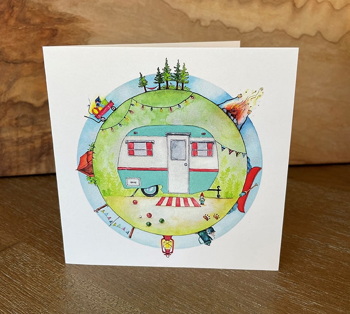 Greeting Cards by Nicola North, Circle Series - Let's Go Camping